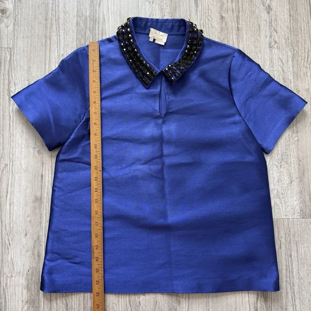 Kate Spade Nelle Blue Jeweled Collar Top Riverdale Veronica Lodge Camila Mendes